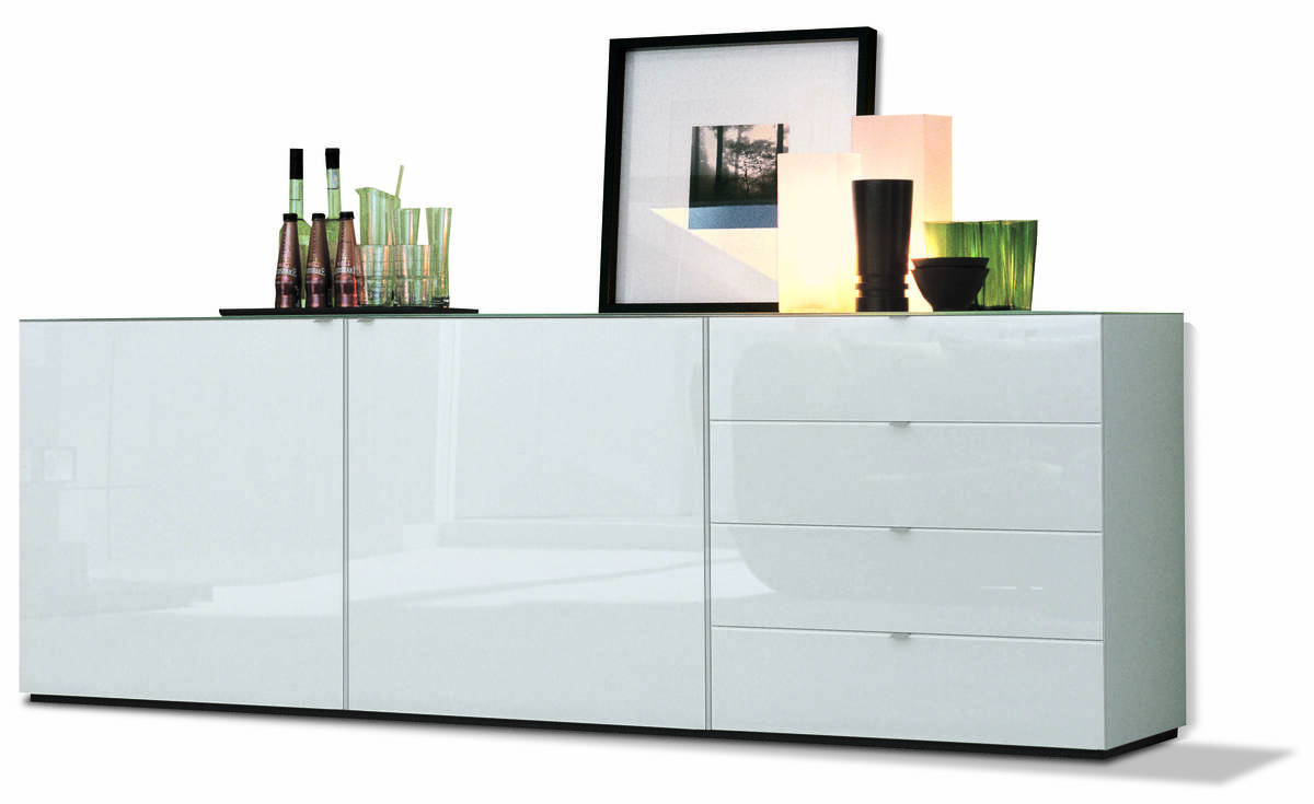 SHİNE Beyaz Camlı Büfe